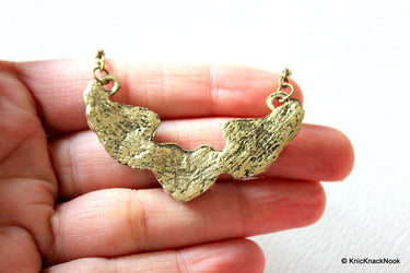 1 x Heart Shape With Angel Wings Pink and Bronze Pendant